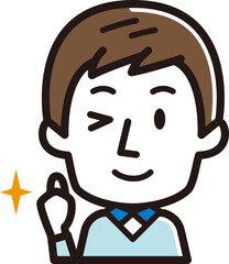 男性の表情アイコン　サムズアップ