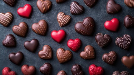 Fototapeta premium Assorted Chocolate Hearts for Valentines Day