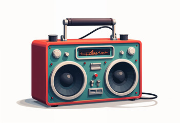 Icon of a retro boombox against white plain background
