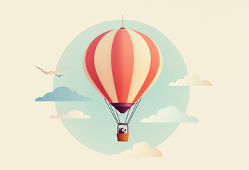 Vector of a hot air balloon in pastel colors.

