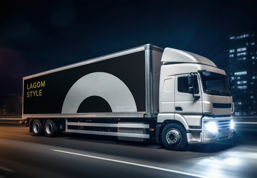 Delivery Truck Mockup With Generative AI