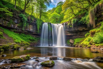 Fototapeta premium Waterfall in the scenic Breacon Beacons National Park, Neath, UK