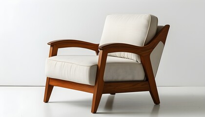 Stylish mid-century modern armchair featuring a comfortable seat and classic design against a pristine white backdrop