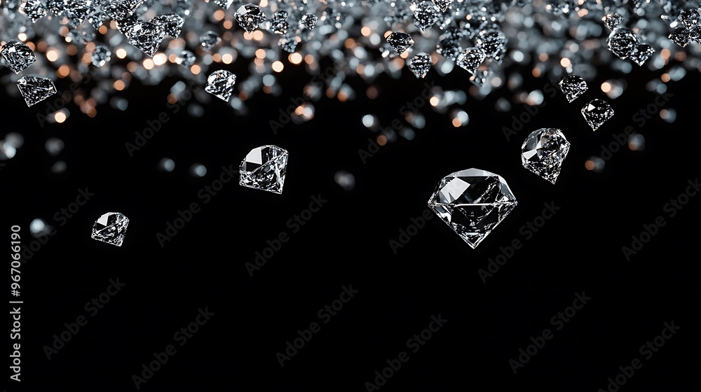 Wall mural  illustration falling diamonds black background