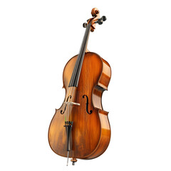 Fototapeta premium A beautifully crafted wooden cello displayed elegantly on a transparent background showcasing its curves and intricate craftsmanship