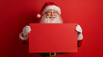Naklejka premium Festive Santa Holding Blank Sign