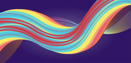 Colorful Abstract Wave Design with Gradient Stripes on Dark Background