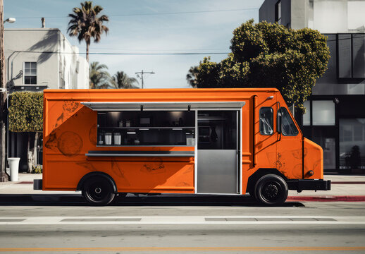 Vehicle Food Truck Mockup With Generative AI