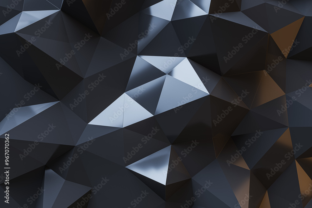 Aufkleber Abstract black triangular garment background. Design and landing page concept. 3D Rendering.