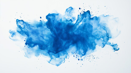 Obraz premium Blue watercolor big blot spread to the light background