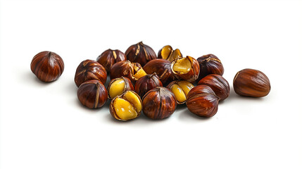 Obraz premium roastet chestnuts an isolated white background
