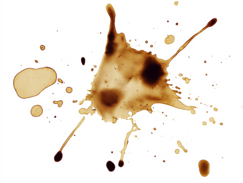 Coffee splatter spray, png stock photo file cut out and isolated on a transparent background
