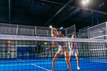 Detail from a doubles padel match