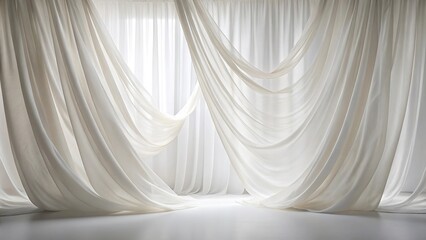 White curtains blowing in the breeze on white background sheer fabric texture background wallpaper macro