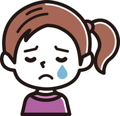 女の子　表情のアイコン　泣く
