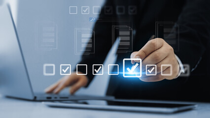 Productivity checklist,filling survey form online,fast checklist and clipboard task business management.