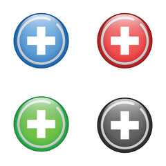 Set of plus sign icon isolated on white background. Medical symbol of emergency. Vector