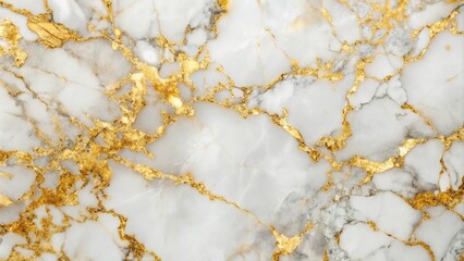 White marble with gold leaf and gold edges macro