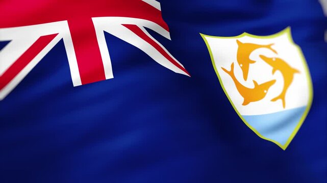 Anguilla Flag waving 4k independence day