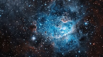 Obraz premium Messier 78 nebula, a stellar nursery where new stars are being born. This image captures the beautiful blue glow of the nebula, illuminated by the light of the stars within.