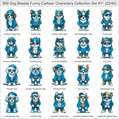 Fototapeta premium Dog Breeds Funny Cartoon Characters Collection Set of 800 Dog Faces Isolated Part 22