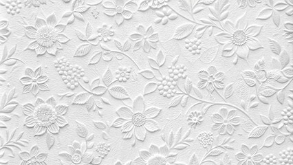 White paper texture with floral pattern on the wall background