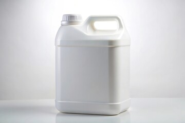 White plastic gallon canister on white background with leading lines