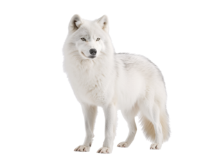 a white wolf standing on a white background