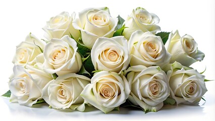 White roses bouquet on white background
