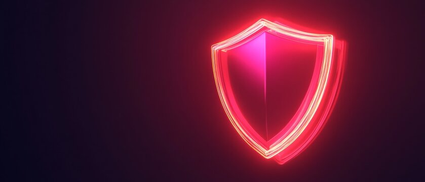 A red shield with a glowing light on it