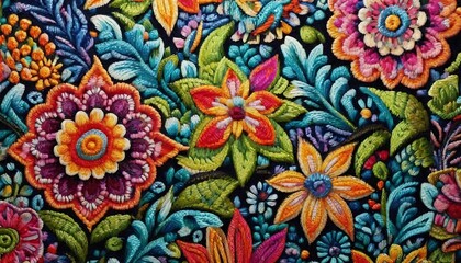 hispanic textile, vibrant Hispanic textile showcasing intricate patterns and bold colors such as red, yellow, green, and blue, representing traditional Latin American craftsmanship