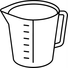 measuring cup outline coloring book page line art illustration digital drawing