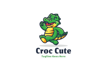 Croc Cute Design Concept Illustration Vector Template