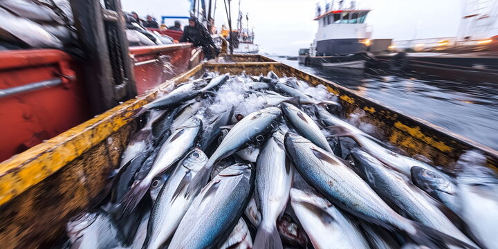 Off loading fresh caught fishes at harbor.
