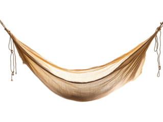 a brown hammock with a white background