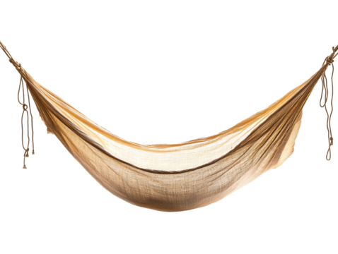 a brown hammock with a white background