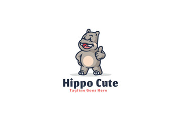 Hippo logo illustration vector Design template