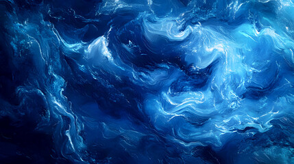 Obraz premium Deep blue water texture, with rolling waves creating an abstract design of swirling currents and ripples on the ocean