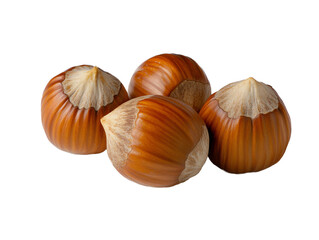 a group of hazelnuts on a white surface