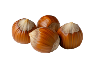 a group of hazelnuts on a white surface