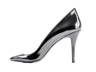 a silver high heeled shoe