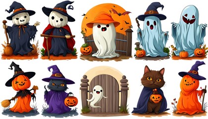 halloween characters set