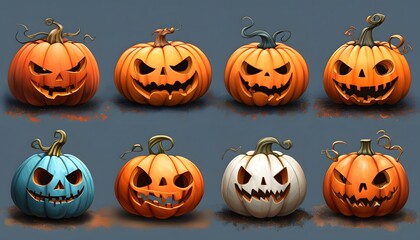 halloween pumpkins set