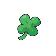 lucky clover leaf in outline flat vector design.