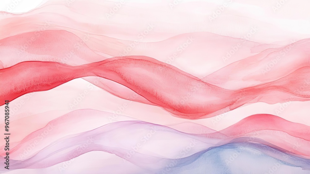 Aufkleber Abstract design with flowing red and pink waves, creating a serene and elegant backdrop for various projects and designs.