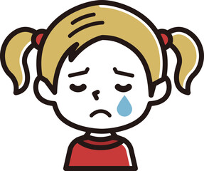 女の子　表情のアイコン　泣く
