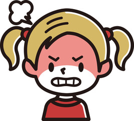 女の子　表情のアイコン　怒る
