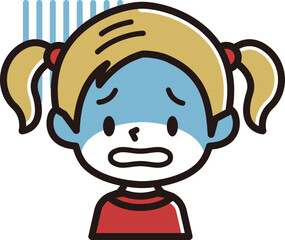 女の子　表情のアイコン　青ざめる