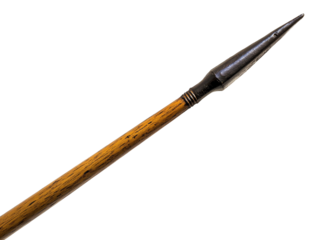 a spear with a wooden handle