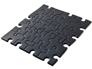 a black puzzle piece on a white surface